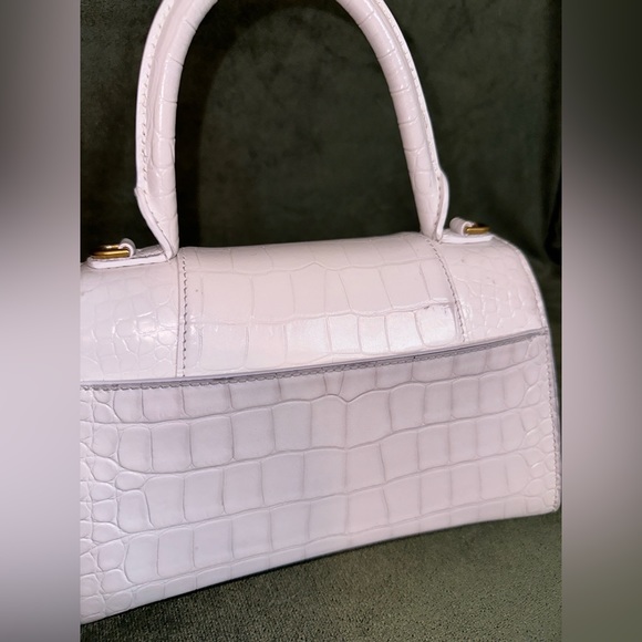 SOLD‼️BALENCIAGA- HOURGLASS SMALL HANDBAG CROCODILE EMBOSSED IN WHITE - Picture 8 of 8